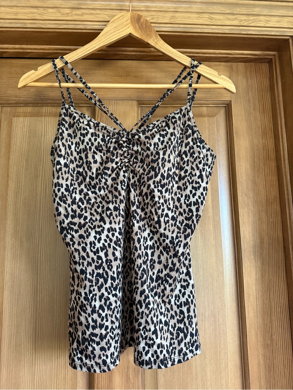 Boston Proper Beige and Black Leopard-Detail Cami